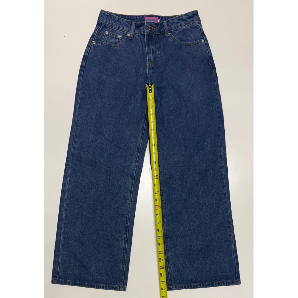 Edikted Blue Wash Wide Leg High Waisted Cotton Denim Jeans XS S15782